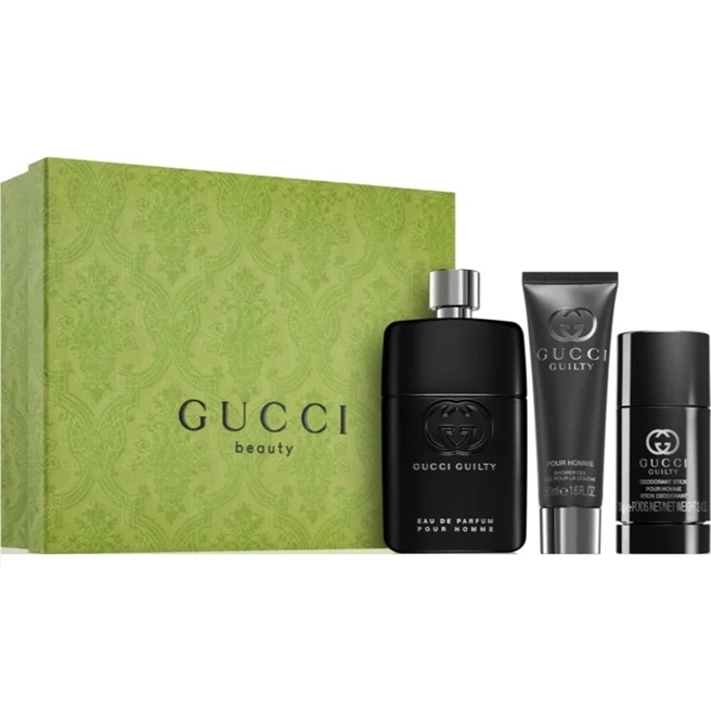 Gucci Guilty Apa De Parfum 90ml*75deo stick*50Gel Barbati SET Ml